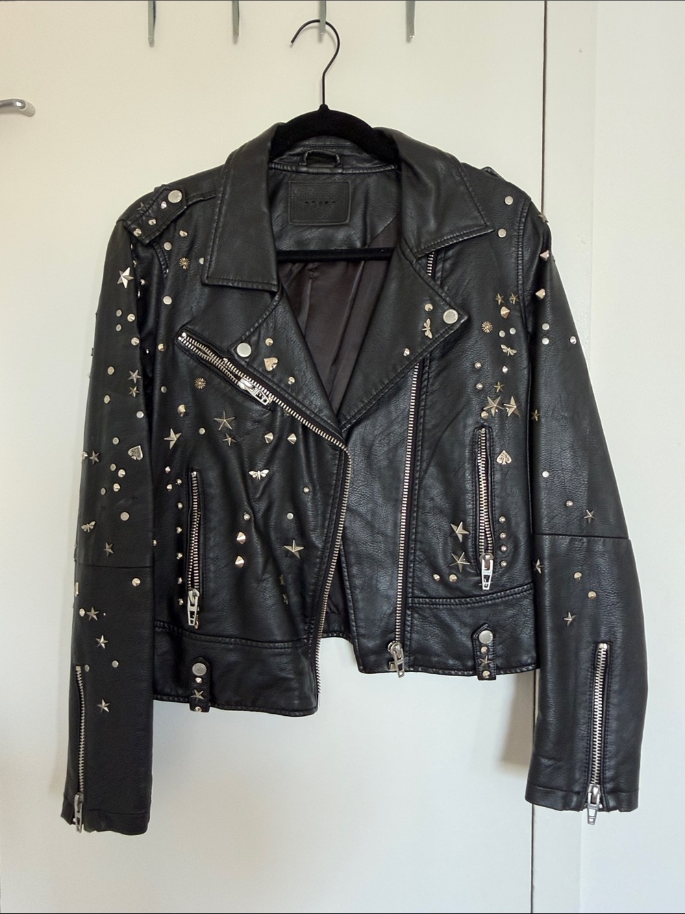 Blank NYC Black Studded Star Leather Biker Jacket